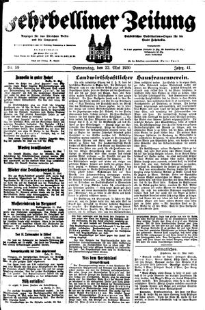 Fehrbelliner Zeitung vom 22.05.1930