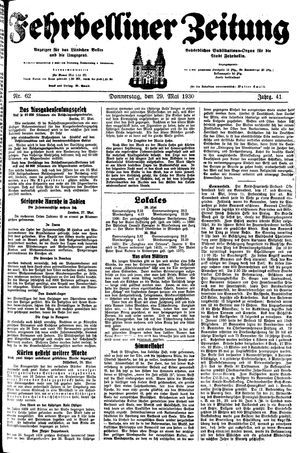 Fehrbelliner Zeitung vom 29.05.1930