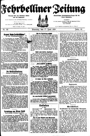 Fehrbelliner Zeitung vom 17.06.1930