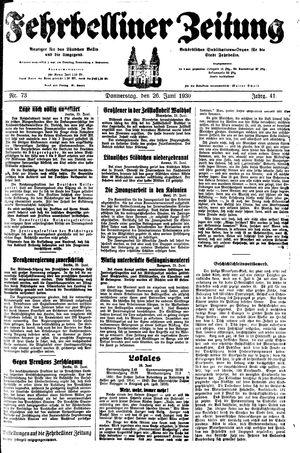 Fehrbelliner Zeitung vom 26.06.1930