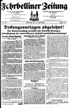 Fehrbelliner Zeitung vom 15.07.1930