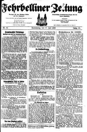 Fehrbelliner Zeitung vom 17.07.1930
