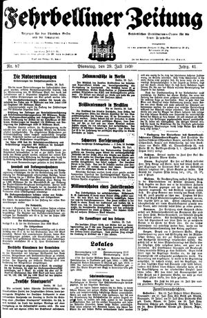Fehrbelliner Zeitung vom 29.07.1930