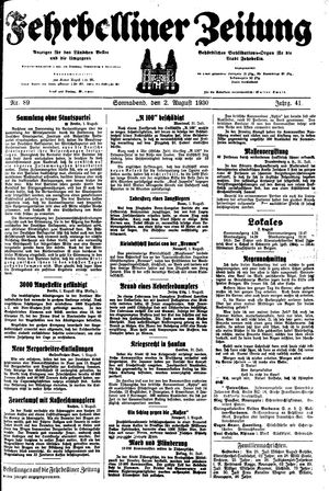Fehrbelliner Zeitung vom 02.08.1930