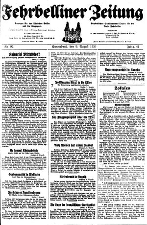 Fehrbelliner Zeitung vom 09.08.1930