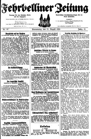 Fehrbelliner Zeitung vom 21.08.1930