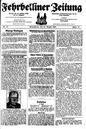 Fehrbelliner Zeitung vom 23.08.1930