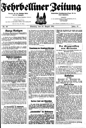 Fehrbelliner Zeitung vom 26.08.1930