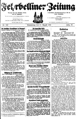 Fehrbelliner Zeitung vom 28.08.1930