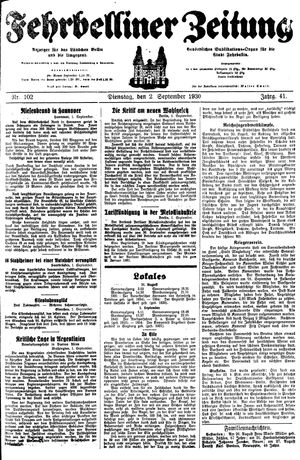 Fehrbelliner Zeitung vom 02.09.1930
