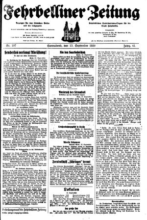 Fehrbelliner Zeitung vom 13.09.1930