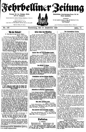 Fehrbelliner Zeitung vom 18.09.1930