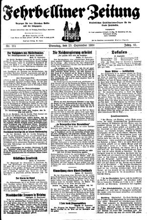 Fehrbelliner Zeitung vom 23.09.1930
