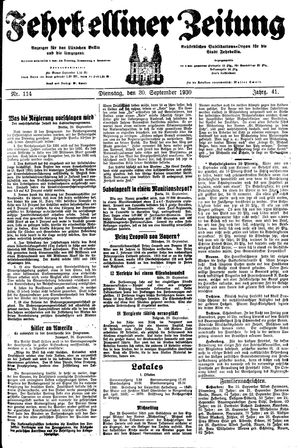 Fehrbelliner Zeitung vom 30.09.1930