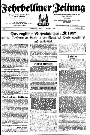 Fehrbelliner Zeitung vom 07.10.1930