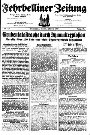 Fehrbelliner Zeitung vom 23.10.1930