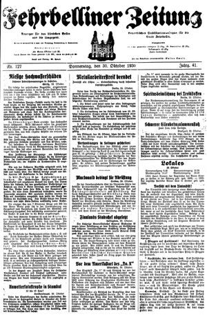 Fehrbelliner Zeitung vom 30.10.1930