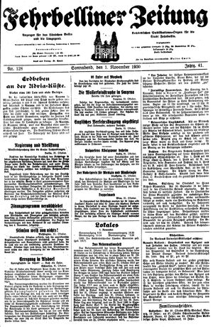 Fehrbelliner Zeitung vom 01.11.1930
