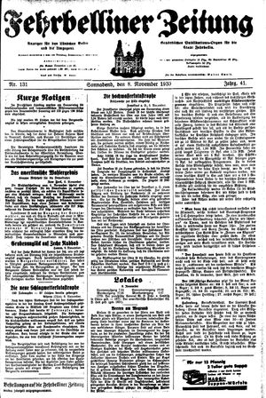 Fehrbelliner Zeitung vom 08.11.1930