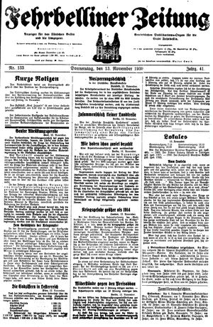 Fehrbelliner Zeitung vom 13.11.1930