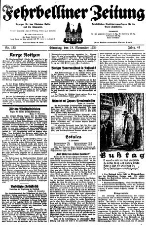 Fehrbelliner Zeitung vom 18.11.1930