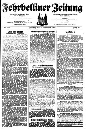 Fehrbelliner Zeitung vom 25.11.1930