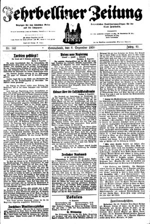 Fehrbelliner Zeitung vom 06.12.1930
