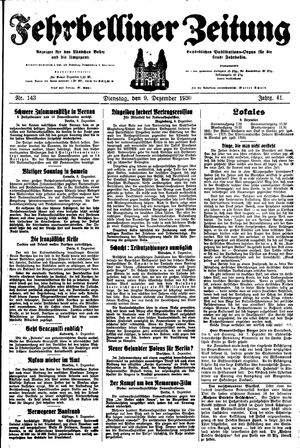 Fehrbelliner Zeitung vom 09.12.1930