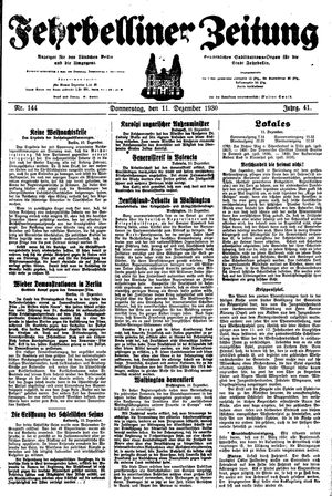 Fehrbelliner Zeitung vom 11.12.1930