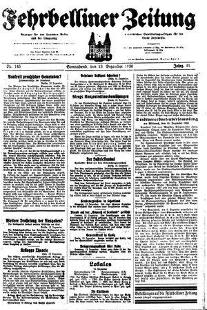 Fehrbelliner Zeitung vom 13.12.1930