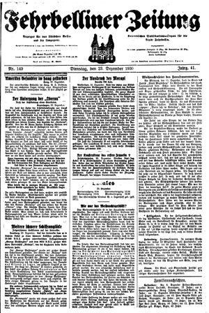 Fehrbelliner Zeitung vom 23.12.1930