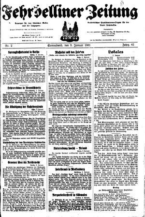 Fehrbelliner Zeitung on Jan 3, 1931