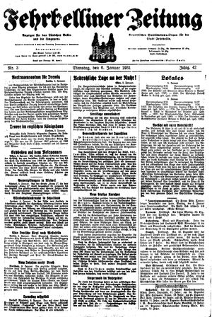 Fehrbelliner Zeitung vom 06.01.1931