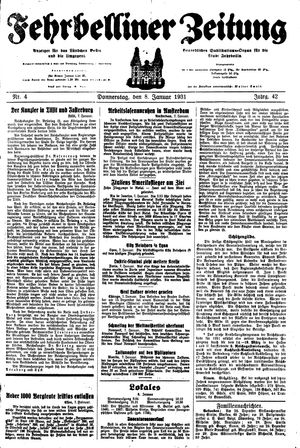 Fehrbelliner Zeitung vom 08.01.1931