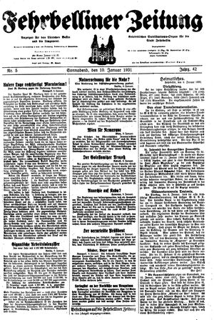 Fehrbelliner Zeitung on Jan 10, 1931