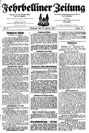 Fehrbelliner Zeitung vom 13.01.1931