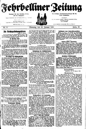Fehrbelliner Zeitung vom 20.01.1931