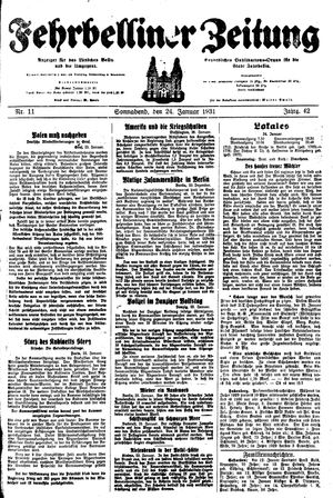 Fehrbelliner Zeitung vom 24.01.1931