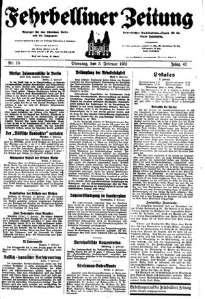 Fehrbelliner Zeitung on Feb 3, 1931