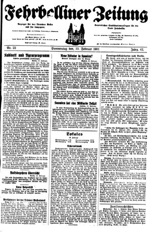 Fehrbelliner Zeitung vom 19.02.1931