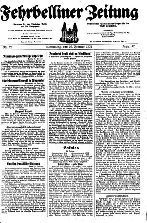 Fehrbelliner Zeitung vom 26.02.1931
