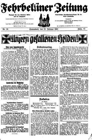 Fehrbelliner Zeitung vom 28.02.1931