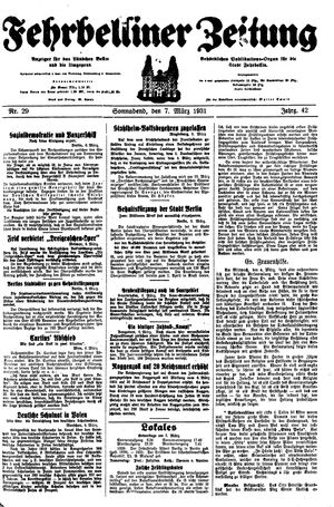 Fehrbelliner Zeitung vom 07.03.1931