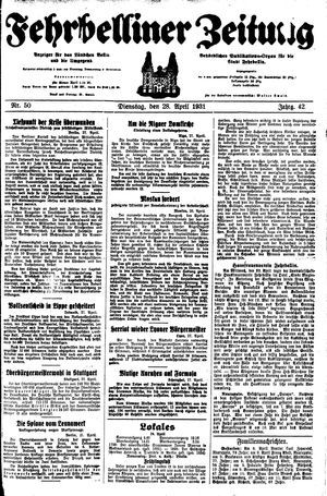 Fehrbelliner Zeitung on Apr 28, 1931
