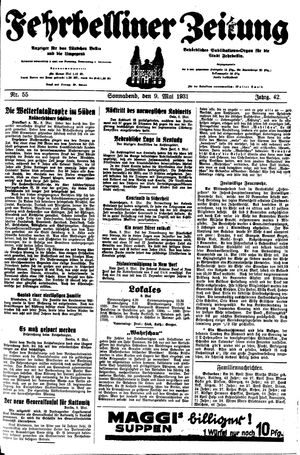 Fehrbelliner Zeitung vom 09.05.1931