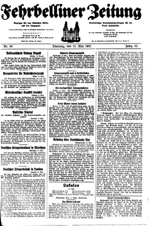 Fehrbelliner Zeitung vom 12.05.1931