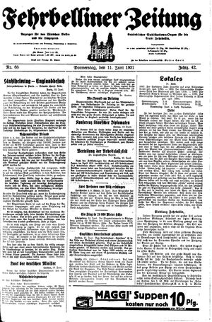 Fehrbelliner Zeitung vom 11.06.1931