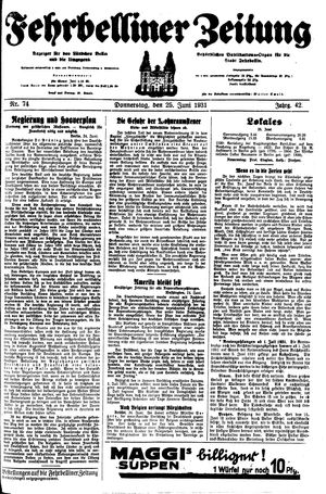 Fehrbelliner Zeitung on Jun 25, 1931