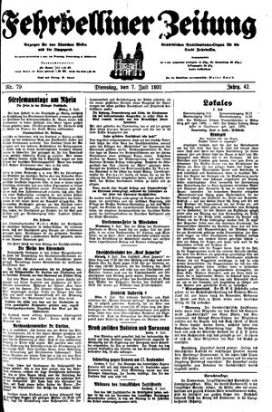 Fehrbelliner Zeitung vom 07.07.1931