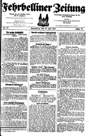 Fehrbelliner Zeitung vom 16.07.1931